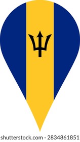 Barbados Flag Location Pin Map Marker Barbadian Destination GPS Vector Icon