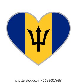 Barbados flag. Barbados love flag. Barbados flag in heart shape. Love symbol. Vector illustration