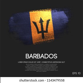 Barbados-Flagge hergestellt aus Glitter Sparkle Brush Paint Vektorillustration