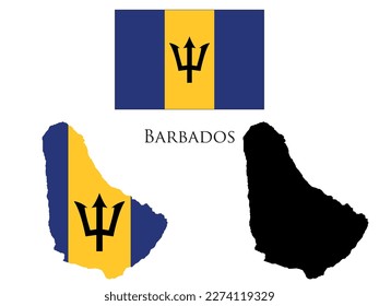 barbados Flag and map illustration vector 