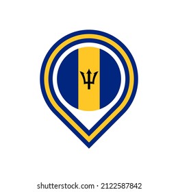 icono del pin del mapa de la bandera de barbados. aislado en fondo blanco