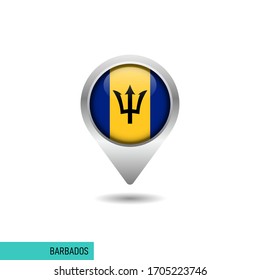 Barbados flag map pin vector design template