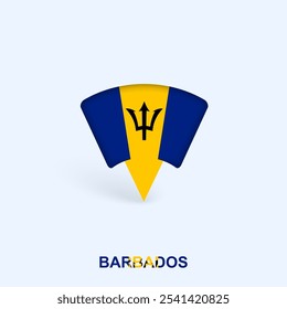 Barbados Flag Map Pointer Design with Shadow. Vector illustrator.