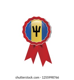 Barbados flag medal vector design.  Realistic 3D red color