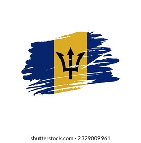 Barbados flag - nation vector country flag trextured in grunge scratchy brush stroke.