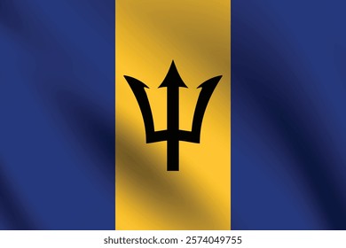 Barbados flag official colors and proportion digital vector illustration. Pleated flag.