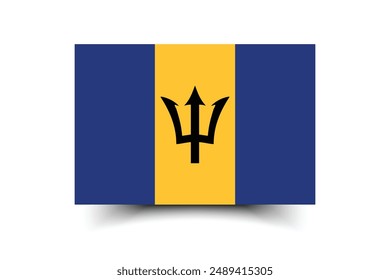 Bandera de Barbados. Bandera de Barbados. La proporción oficial. Icono de marca. Color estándar. Tamaño estándar. Una bandera rectangular. Ilustración de computadora. Ilustración digital Ilustración vectorial.