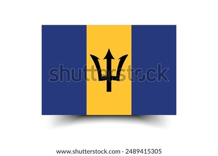 Barbados flag. Flag of Barbados. The official ratio. Flag icon. Standard color. Standard size. A rectangular flag. Computer illustration. Digital illustration. Vector illustration.