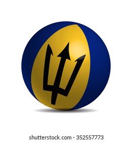 Barbados flag on a 3d ball, vector illustration