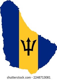 Barbados flag on map on transparent  background
