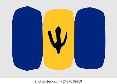 Barbados flag - painted design vector illustration. Vector brush style