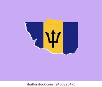 Barbados flag paper texture, single-piece element, vector design, Barbados flag taped on wall, decoration or celebration idea