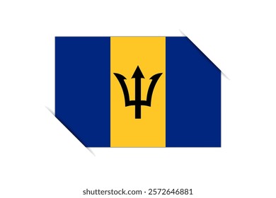 Barbados flag - rectangle colorful flag representing a country cultural identity and heritage. The essence of national pride and unity. Attached by the corners in a paper album