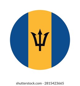 Barbados Flag Round Icon – Circular National Flag Symbol of Barbados