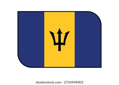 Bandera de Barbados con esquinas redondeadas y borde rojo