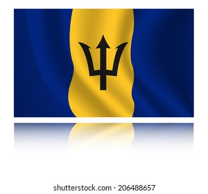 Barbados flag with shadow in the wind illustration