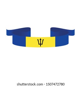Barbados  flag. Simple ribbon  vector Barbados  flag