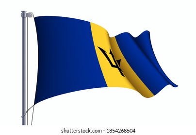 Barbados flag state symbol isolated on background national banner. Greeting card National Independence Day of the Republic of Barbados. Illustration banner with realistic state flag.