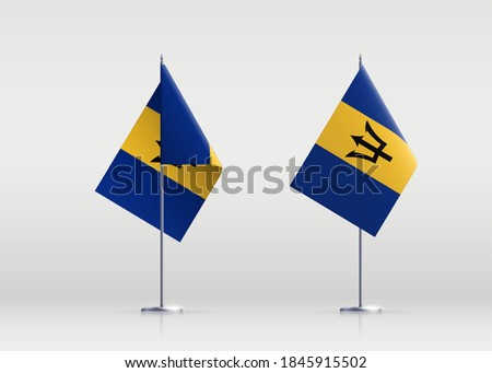 Barbados flag state symbol isolated on background national banner. Greeting card National Independence Day of the Republic of Barbados. Illustration banner with realistic state flag.