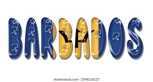 Barbados flag text font, 3D Barbados flag colorful background, Barbados flag vector illustration