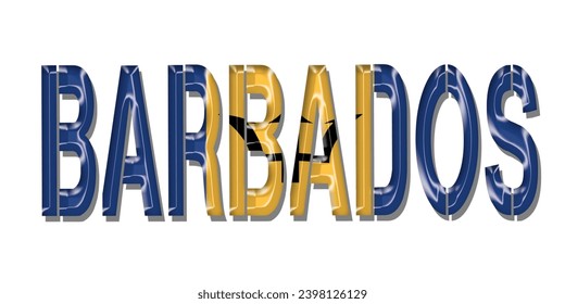 Barbados flag text font, 3D Barbados flag colorful background, Barbados flag vector illustration