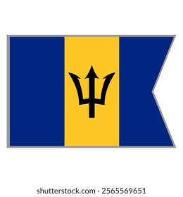 Barbados flag vector design and illustration , National flag country with original color, Pennon flag