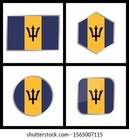 Barbados Flag Vector Icon Illustration. Barbados Flag Icon Set