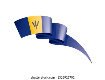 Barbados flag, vector illustration on a white background.