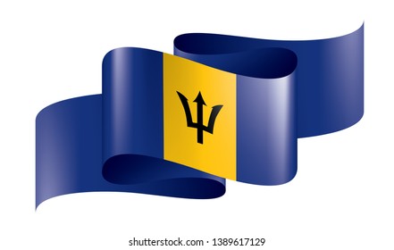Barbados flag, vector illustration on a white background.