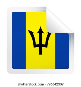 Barbados Flag Vector Square Corner Paper Icon - Illustration