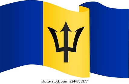 Barbados  flag wave  isolated  on png or transparent background,Symbol Barbados ,template for banner,card,advertising ,promote,and business matching country poster, vector illustration