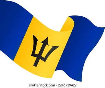 Barbados  flag wave  isolated  on png or transparent background,Symbol Barbados ,template for banner,card,advertising ,promote,and business matching country poster, vector illustration