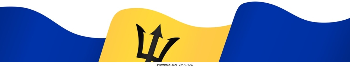 Barbados-Flaggenwinde einzeln auf transparentem Hintergrund,Symbol Barbados,Vorlage für Banner,Karte,Werbung,Werbung,Werbung,und Länderposter, Vektorgrafik