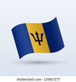 Barbados flag waving form on gray background. Vector illustration.