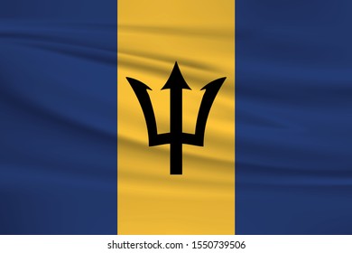 Barbados flag waving with wind effect