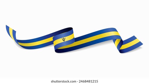 Barbados flag wavy abstract background. Vector illustration.