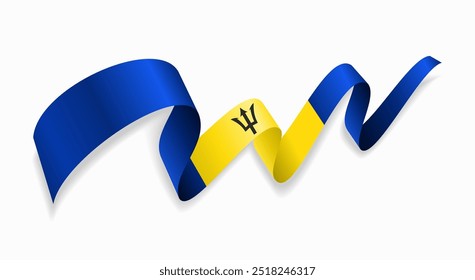 Bandeira de Barbados ondulada fundo abstrato. Ilustração vetorial.