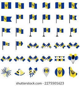 Indicadores de Barbados conjunto de iconos, símbolo del símbolo del vector del día de la independencia de Barbados