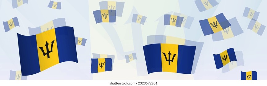 Barbados flag-themed abstract design on a banner. Abstract background design with National flags. Vector illustration.