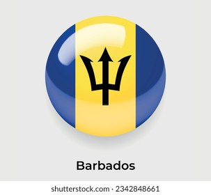 Barbados lustroso bandera nacional burbuja forma redonda icono ilustración vectorial vidrio