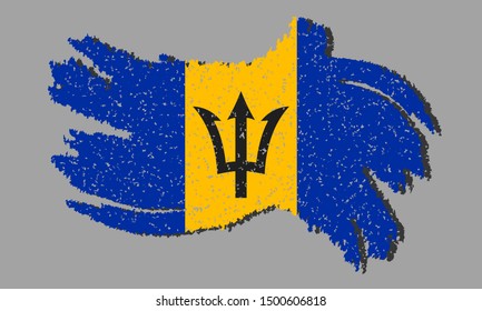 Barbados grunge flag, Barbados flag with shadow, vector illustration