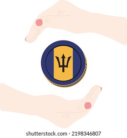 Barbados hand drawn flag, Barbados dollar hand drawn flag