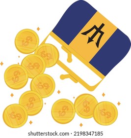 Barbados hand drawn flag, Barbados dollar hand drawn flag
