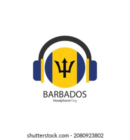 Barbados headphone flag vector on white background. 