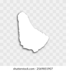 Barbados high detailed vector representation of country silhouette. White color on transparent background with dropped shadow. For educational, decorative, or informational use.