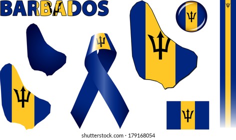 Barbados Icons. Set of vector graphic images and symbols representing Barbados.