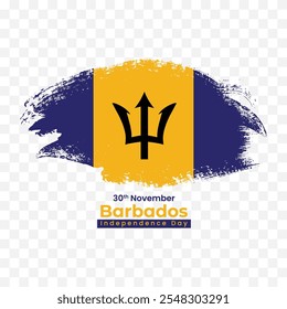 Barbados independence day 30th November with Barbados flag ink grunge brush watercolor stroke paint. Barbados brush hand painted flag illustration emoji clipart background