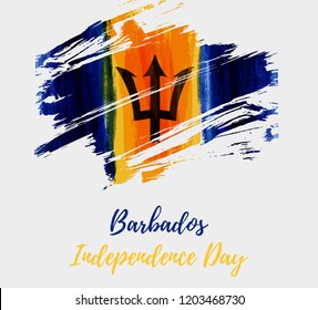 Barbados Independence day. Abstract brushed grunge flag of Barbados. Template for holiday banner, poster, invitation, etc.