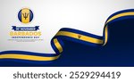 Barbados Independence Day banner background with waving ribbon flag