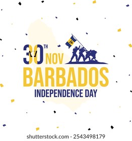 Barbados Independence Day Celebration post, 30 de novembro, Barbados Freedom Tribute, Patriotismo, Orgulho Nacional, Herança do Caribe, Cores de Bandeira de Barbados, Unidade e Cultura, Orgulho, mídias sociais, vetor